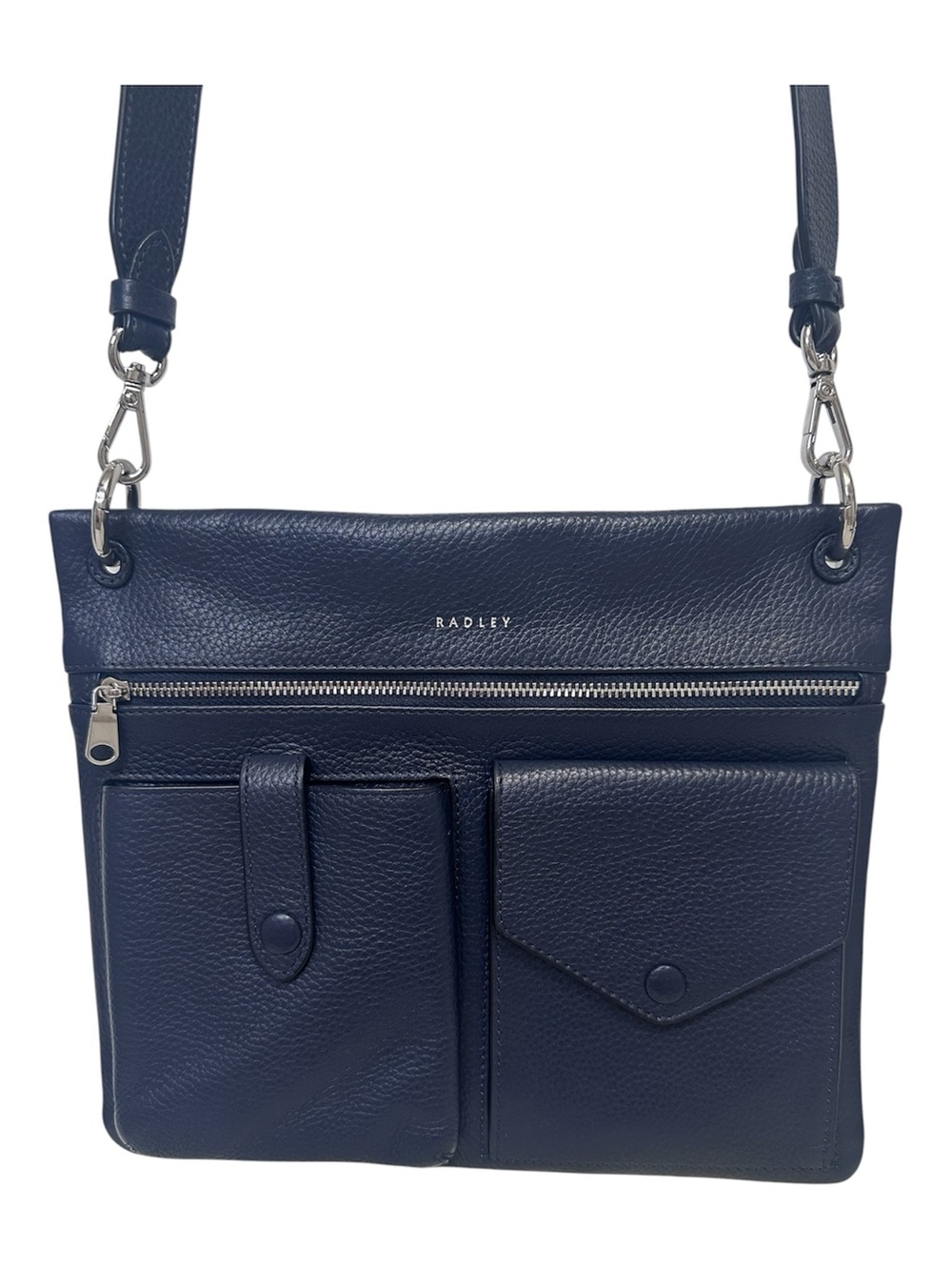 Radley Wilton Way Crossbody Purse 110028 Bovine Leather Navy Ink Blue 10.5"x8.5"